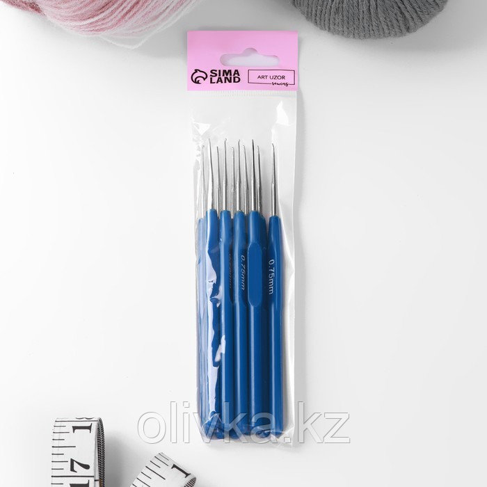 Крючок для вязания, с пластиковой ручкой, d = 0,75 мм, 13,5 см, цвет синий - фото 2 - id-p110910052