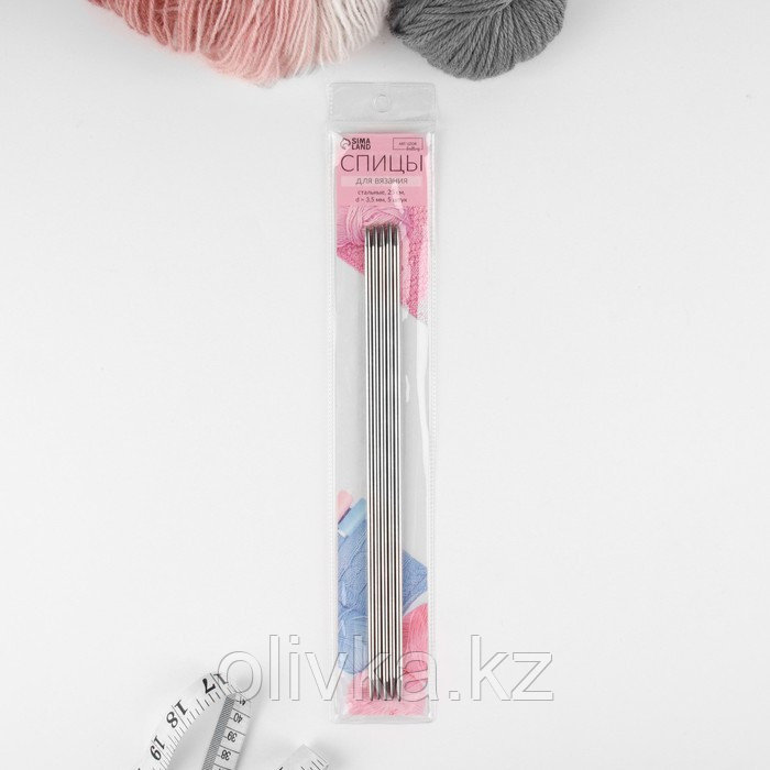 Спицы для вязания, чулочные, d = 3,5 мм, 25 ± 1 см, 5 шт - фото 3 - id-p110910053