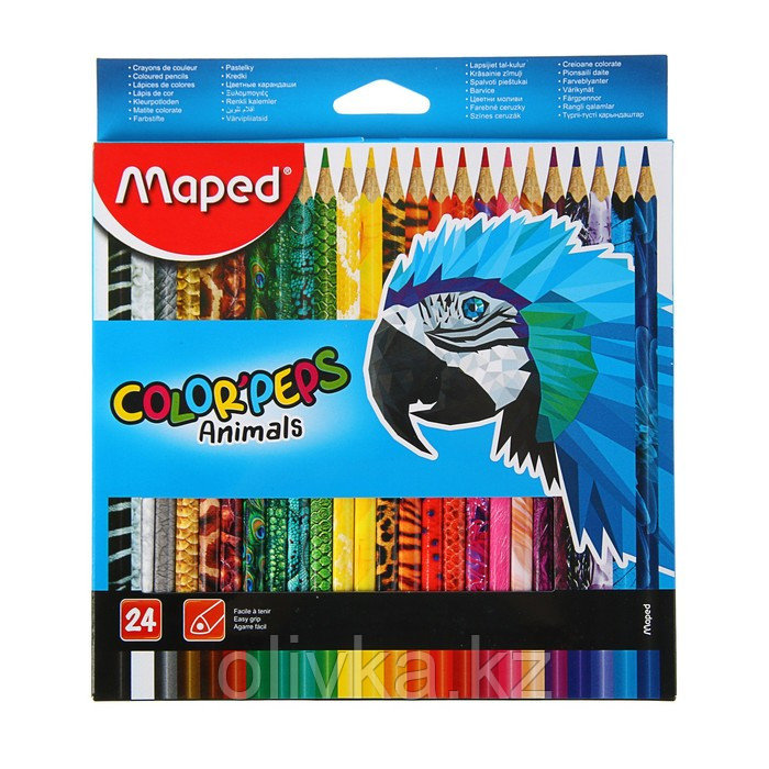 Карандаши трёхгранные 24 цвета, Maped Color Peps Animals - фото 1 - id-p110916248