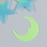 Наклейка фосфорная пластик "Звезды и месяцы" набор 25-29 шт 19х13 см, фото 2
