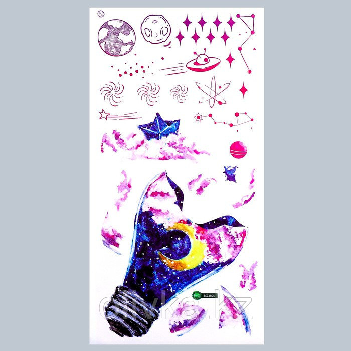 Наклейка пластик интерьерная цветная "Лампочка и космос" 30х60 см - фото 2 - id-p110931111
