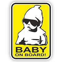 Наклейка "Baby on board черные очки", цветная, 10 х 15 см