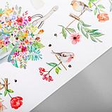 Наклейка пластик интерьерная цветная "Горшочки и зонт с цветами" 60х90 см, фото 3