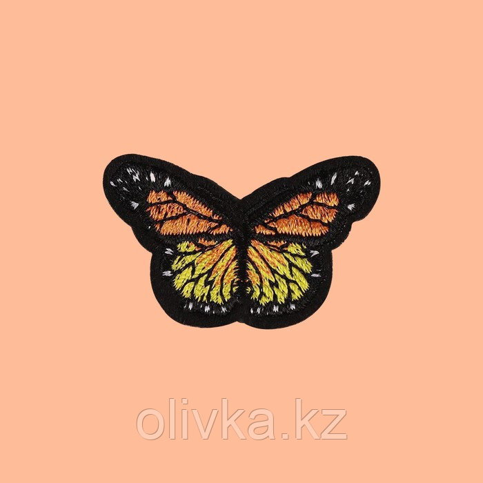 Термоаппликация «Бабочка», 4,3 × 3 см, цвет оранжевый - фото 2 - id-p110912690