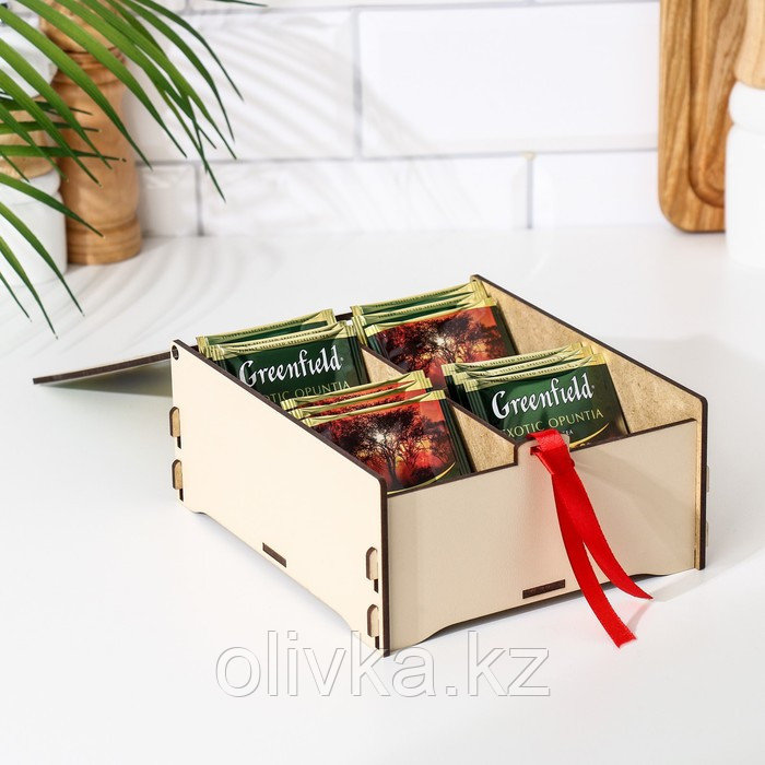 Деревянная шкатулка для чайных пакетиков 17,9х15,6х7,4 см - фото 3 - id-p110943729
