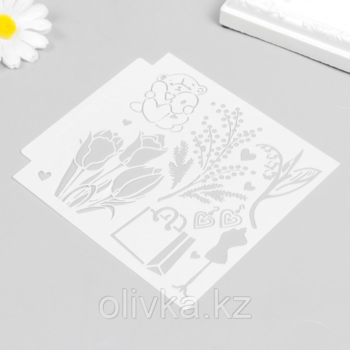 Трафарет пластик "Весенние цветы" 13х13 см - фото 2 - id-p110937971