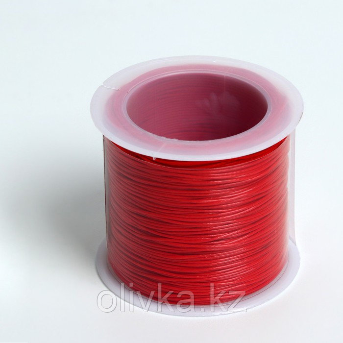 Шнур вощеный из полиэстра d=0,5мм, L=50м, цвет ярко-красный - фото 2 - id-p110932120