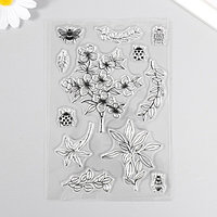 Штамп для творчества силикон "Цветы и насекомые" 16х11 см
