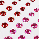 Стразы самоклеящиеся "Круглые", 6-15 мм, 80 шт., розовые/красные, на подложке, фото 3