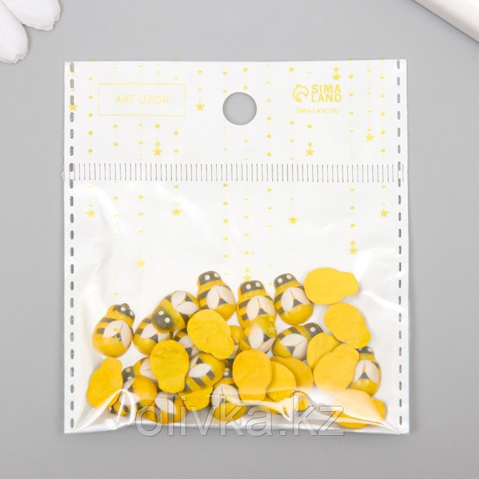 Декор для творчества дерево "Жёлтая пчёлка" набор 30 шт 0,9х1,3 см - фото 6 - id-p110917178