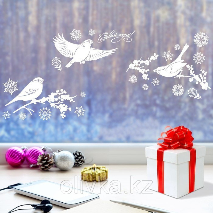Наклейка для окон «Зимние птички» , многоразовая, 33 × 50 см - фото 3 - id-p110916296