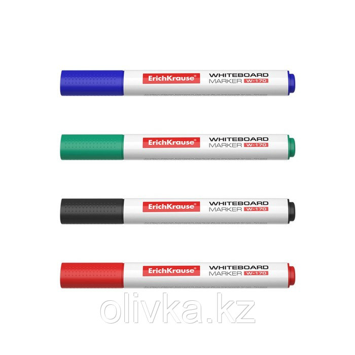 Набор маркеров для досок ErichKrause W-170, 4 штуки, 2.0 мм, чернила на спиртовой основе, чёрный, синий, - фото 2 - id-p110941786