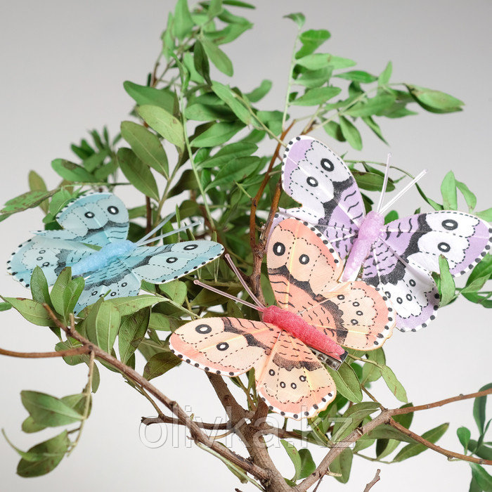 Бабочка для декора и флористики, на прищепке, пластиковая, микс, 1 шт., 5 см и 8 см - фото 3 - id-p110919953