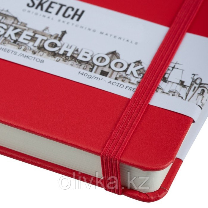Скетчбук Sketchmarker, 120 х 120 мм, 80 листов, твёрдая обложка из искусственной кожи, красный, блок 140 г/м2 - фото 4 - id-p110947780