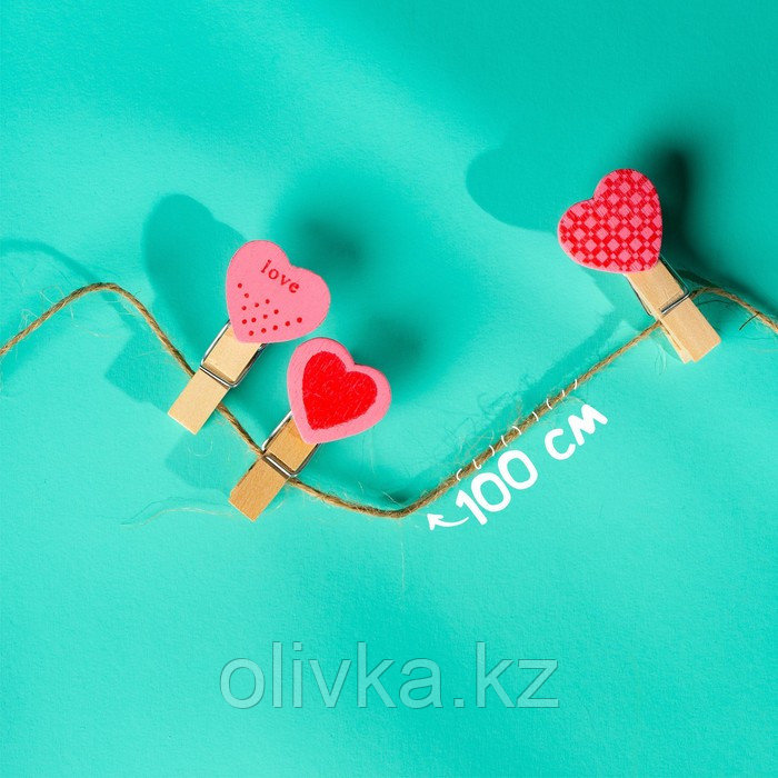 Набор для фото и декора «Сердца», в наборе прищепки 10 шт., верёвка 100 см - фото 2 - id-p110917203