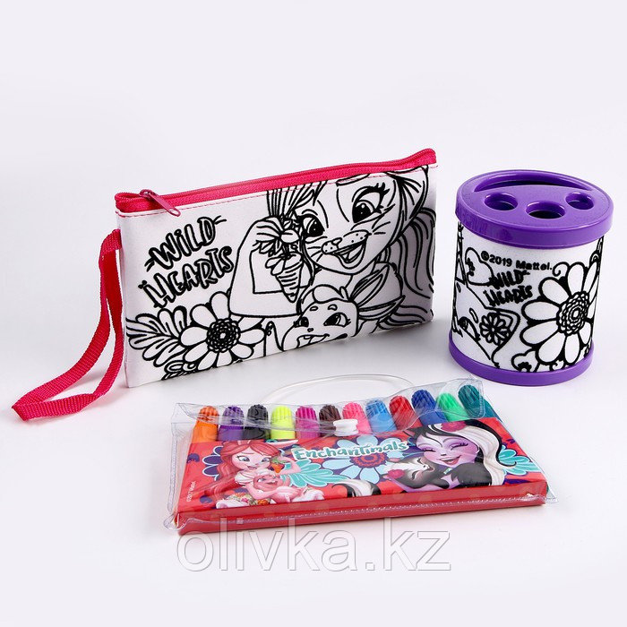 Набор для раскрашивания «Enchantimals», сумочка 19 × 10 см, фломастеры 12 цветов - фото 1 - id-p110949779