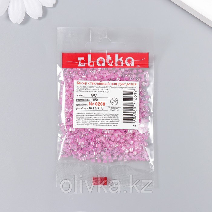Бисер "Zlatka" рубка 10/0, 10 г, №0260 т.розовый - фото 3 - id-p110939903
