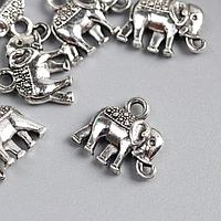 Декор металл для творчества "Индийский слон" серебро (А16480) 1,3х1,2 см