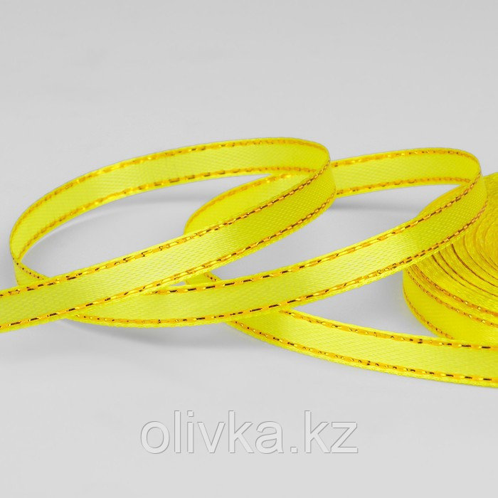 Лента атласная «Золотые нити», 6 мм × 23 ± 1 м, цвет жёлтый №015 - фото 1 - id-p110912774