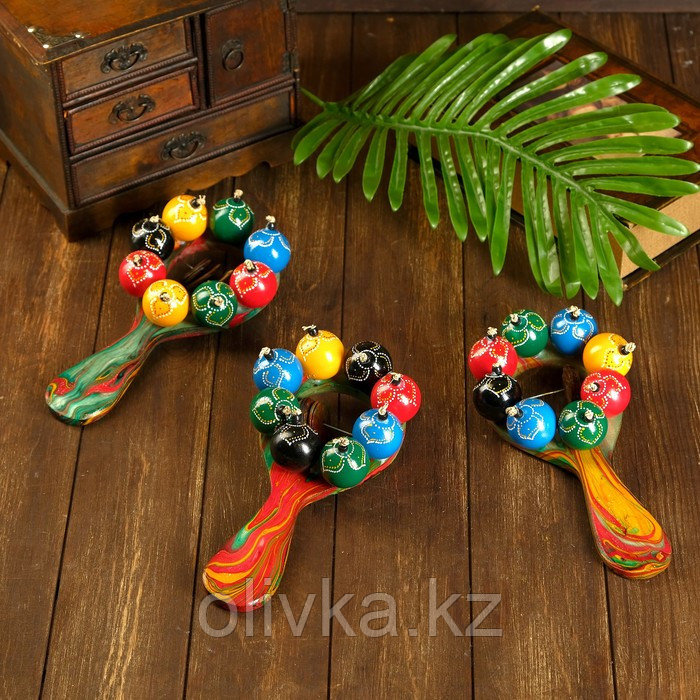 Музыкальный инструмент Маракас с шариками и пластинами радужный 25х13х5 см МИКС - фото 1 - id-p110913668