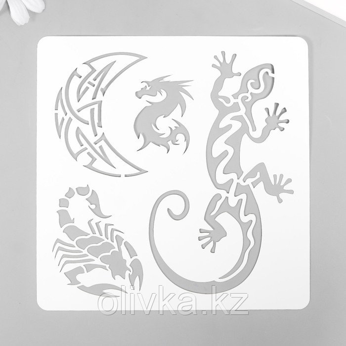 Трафарет для татуировки "Ящерица, дракон" 15х15 см - фото 1 - id-p110936122