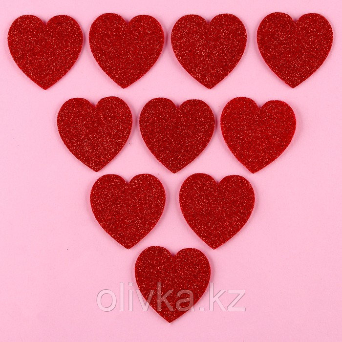 Декоративные сердечки, 4.5 см, набор 10 шт. - фото 1 - id-p110944800