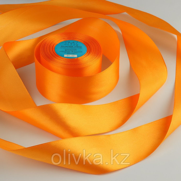 Лента атласная, 50 мм × 33 ± 2 м, цвет оранжевый №021 - фото 1 - id-p110911883