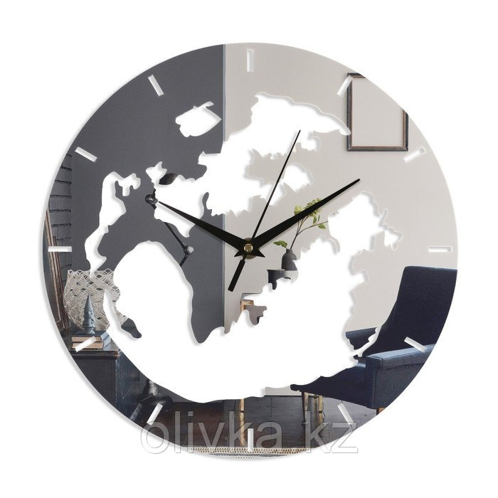 Часы-наклейка, серия: DIY, "Земля", d-29 см, 1 АА, серебро - фото 1 - id-p110943812