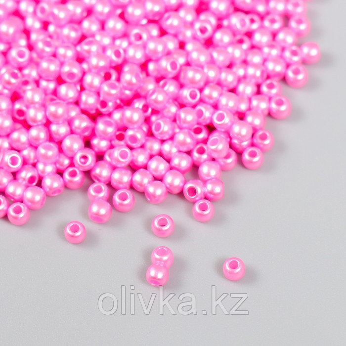 Набор бусин "Рукоделие" пластик, диаметр 3 мм, 25 гр, ярко-розовый - фото 1 - id-p110944815