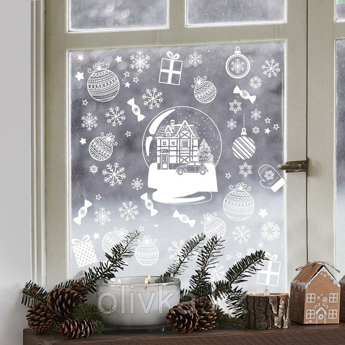 Виниловые наклейки на окна «Снежный шар», многоразовые, 70 × 25 см - фото 2 - id-p110938046