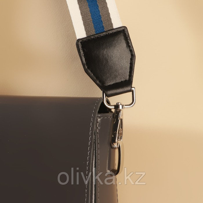 Ручка для сумки, стропа с кожаной вставкой, 140 × 3,8 см, цвет белый/серый/синий - фото 5 - id-p110923694