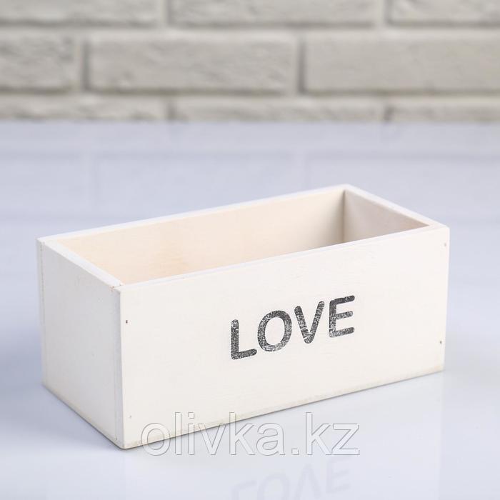 Кашпо деревянное 20×10×8 см "Элегант, LOVE", белое - фото 1 - id-p110923699