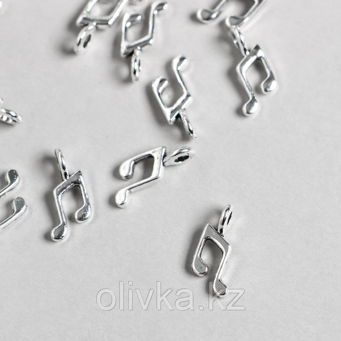 Декор для творчества металл "Музыкальная нота " серебро 1,3х0,7 см - фото 1 - id-p110938955