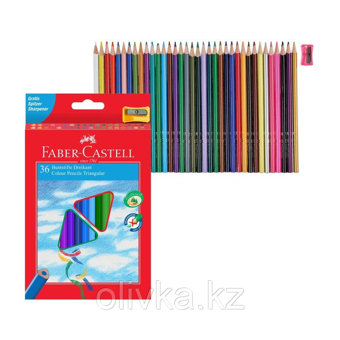 Карандаши 36 цветов Faber-Castell Eco, трёхгранный корпус, с точилкой - фото 1 - id-p110913691