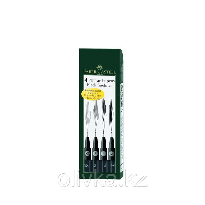 Набор ручек капиллярных 4 штуки (линеры M, F, S, XS), Faber-Castell PITT® Artist Pen, цвет чёрный - фото 2 - id-p110913694