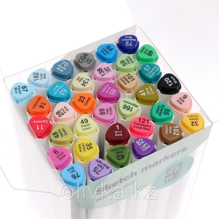 Маркеры для скетчинга двусторонние MESHU, 36 цветов (основные цвета) - фото 2 - id-p110942830