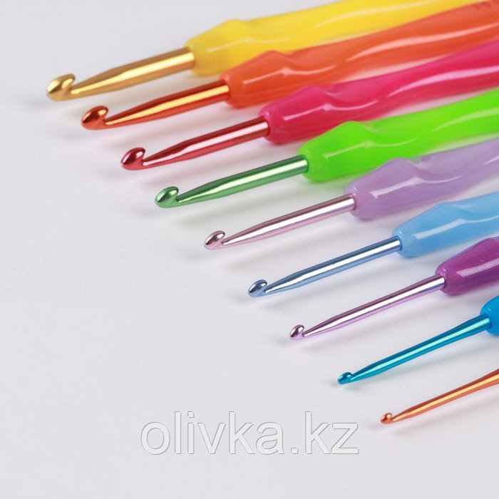 Набор крючков для вязания, d = 2-6 мм, 17 см, 9 шт, цвет разноцветный - фото 2 - id-p110914640