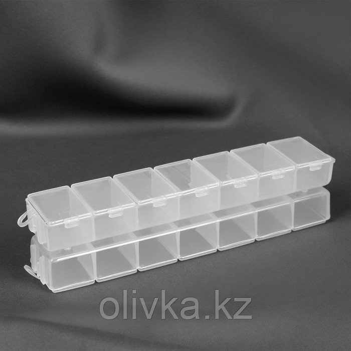 Органайзеры для хранения мелочей, с подвесами, скрепляются, 2 шт, по 7 отделений, 15,2 × 3,2 × 1,8 см - фото 2 - id-p110933224