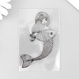 Штамп для творчества силикон "Русалочка с рыбой" 9х6 см, фото 3