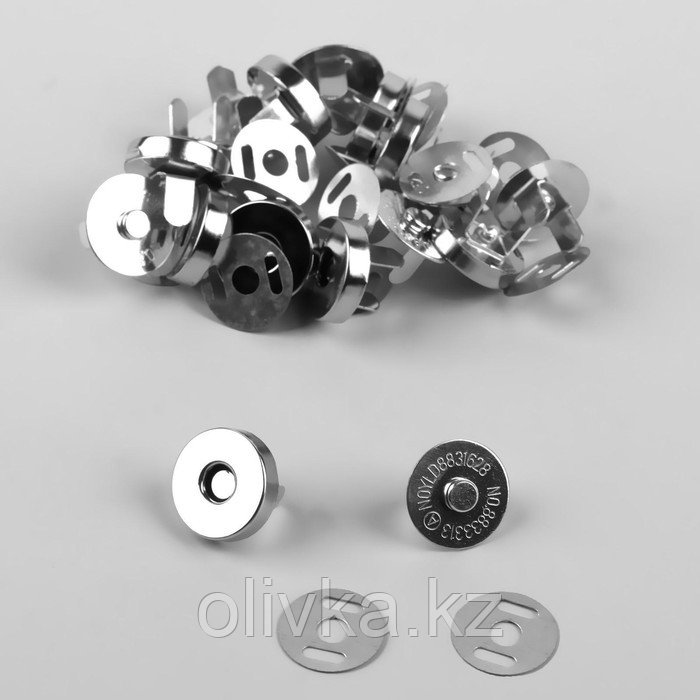Кнопки магнитные, d = 14 мм, 10 шт, цвет серебряный - фото 1 - id-p110917306