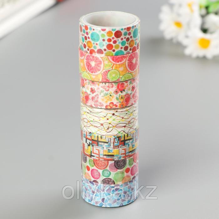 Клейкие WASHI-ленты для декора "Микс №2", 15 мм х 3 м (набор 7 шт) рисовая бумага - фото 1 - id-p110921943