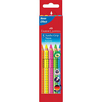 Карандаши цветные Faber-Castell Jumbo Grip Neon 5 цветов. неоновые, трехгранные, утолщенные, заточенные, в