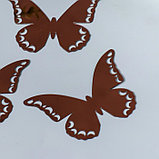Наклейка интерьерная зеркальная "Бабочка ажурная" набор 3 шт шоколад 11х7,5 см, фото 2