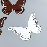 Наклейка интерьерная зеркальная "Бабочка ажурная" набор 3 шт шоколад 11х7,5 см, фото 3