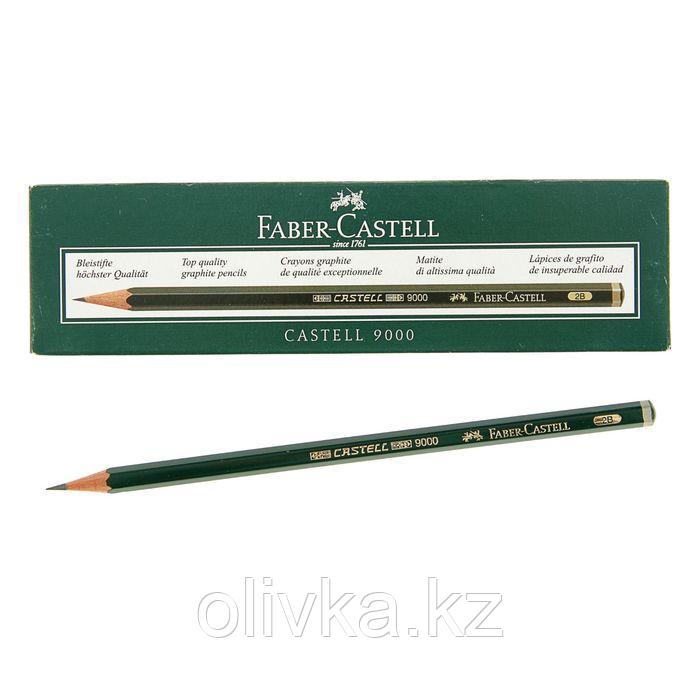 Карандаш художественный чёрнографитный Faber-Castel CASTELL® 9000 профессиональные 2B зелёный