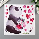 Наклейка пластик интерьерная "Панда с сердечками" 30х30 см, фото 2