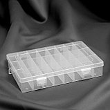 Органайзер для рукоделия, со съёмными ячейками, 24 отделения, 19,5 × 13,5 × 3,5 см, цвет прозрачный, фото 5