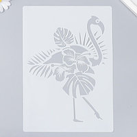 Трафарет пластик "Фламинго и пальмовые листья" 29,7х21 см