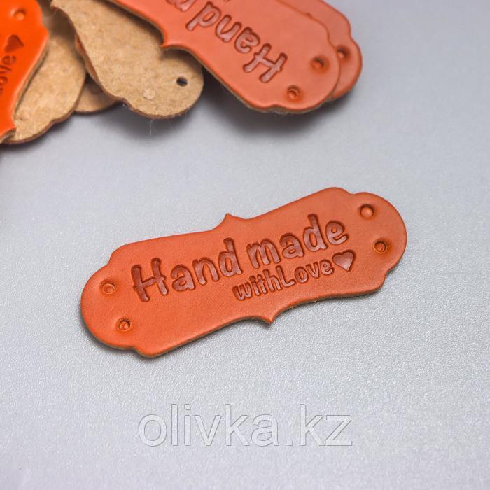 Бирка Handmade, кожа, коричневый 1,5х4 см - фото 1 - id-p110928539