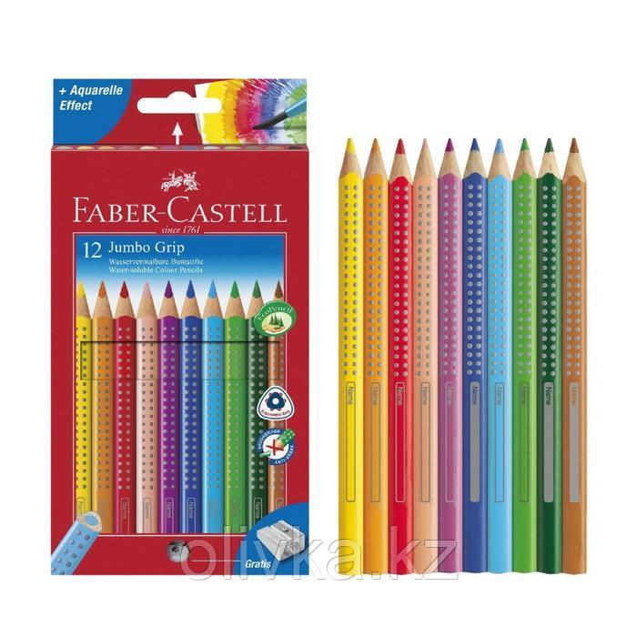 Карандаши, 12 цветов, Faber-Castell Jumbo GRIP, трёхгранные с точилкой - фото 1 - id-p110913788